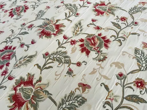 5.00x1.40 meter Precious San Leucio damast stof in ivoorkleurig satijn en katoen (1) - Hars/polyester, Zijde - 21e eeuw