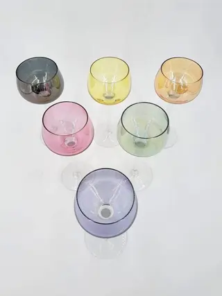 Grote vintage gekleurde wijnglazen (6) - Glas