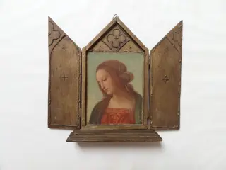 Triptiek, drieluik - Renaissancestijl - hout, koper, papier, verf