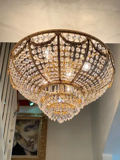 Lujosa Lámpara de Diseño Chapado en Oro - CristalSwaroski- Estilo Victoriana - Kroonluchter, Plafondlamp - Brons (verguld/verzilverd/gepatineerd/koud geschilderd), Kristal