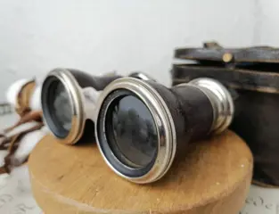Paar theater/opera verrekijkers - Leder, Messing