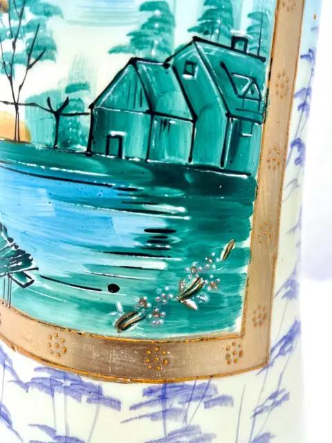 Grote opaline vaas - 32 cm - handbeschilderd (1) - Art Deco - Opaline glas