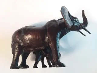 Olifant en haar baby - Gepatineerd brons
