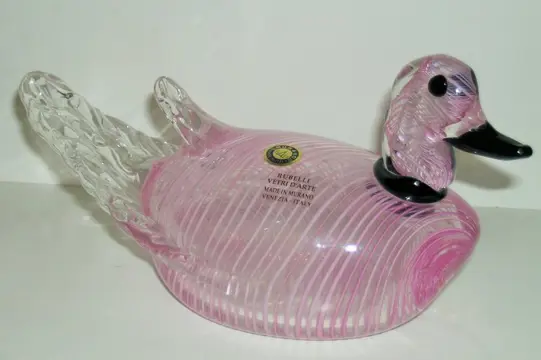 Paolo Rubelli - Rubelli Vetri d'Arte - Geblazen filigraan glazen eend. Murano's glas - Glas