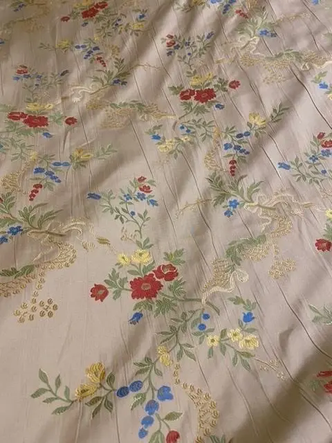 2 x 300 x 145 cm - champagne San Leucio damaststof met liefdesknopen (2) - Louis XVI - Hars/polyester, Katoen, Zijde - 21e eeuw