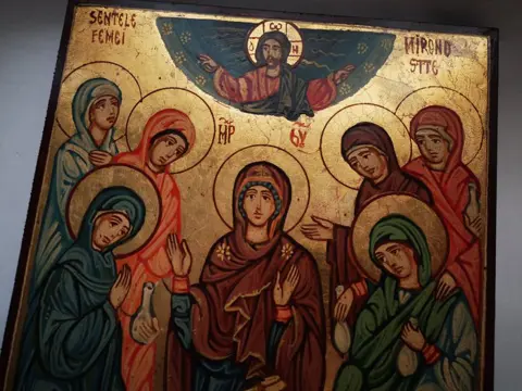 Opstanding van Jezus Christus, met de hand getekend pictogram. - Hout