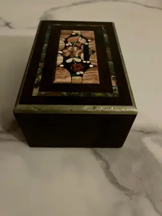 Doos, parelmoer (1) - Hout, Tin