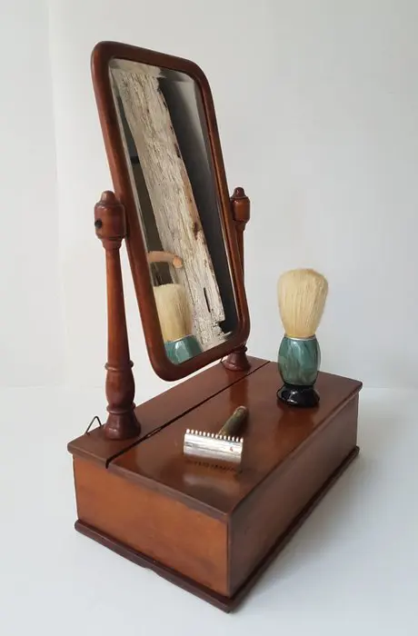 Antieke Engelse scheerspiegel - Hout