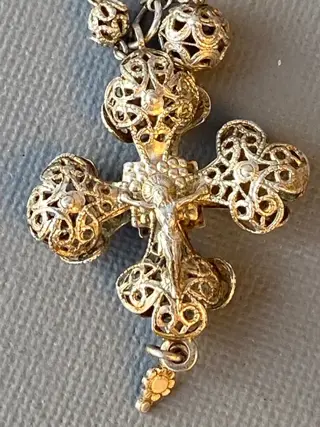 Rosary with cross and Jesus - 0.800 silver