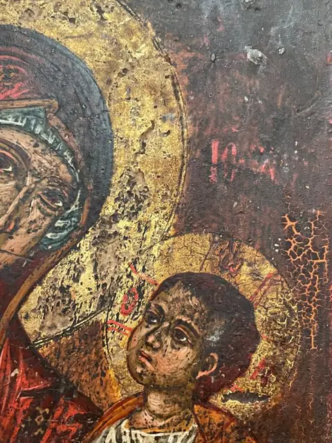 Icoon - Madonna en kind - 18 x 23 cm (1) - Hout