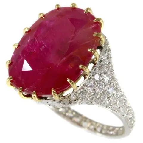 Vintage Ruby Delight: 13.5ct Untreated Ruby in Art Deco Ring