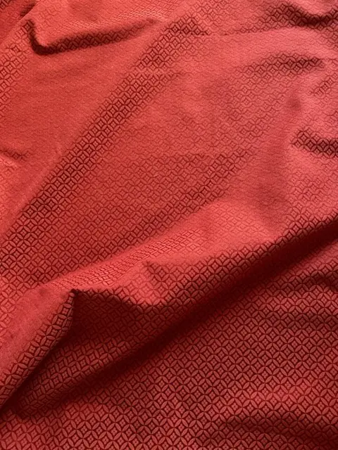 600 x 140 cm - Venetiaanse damaststof met rode bloemenruiten - Katoen, Satijn - 21e eeuw