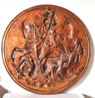 Schild met Ridder scènes (1) - Koper