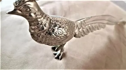 Twee Duitse zilverfazanten. - Brons, Duits zilver.