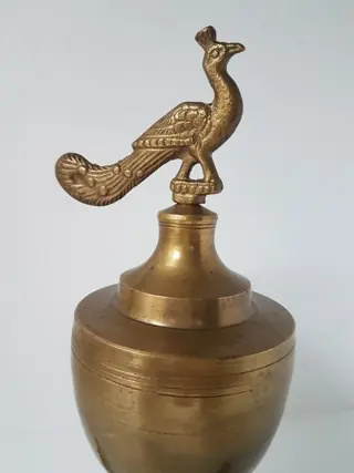 Zelzame Olielamp met drijflont - Brons