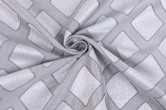 6.00 x 2.80 METER !!! Fantastische satijnen stof met zilveren achtergrond en grijze biezen - Katoen, ander - 21e eeuw