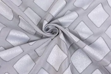 6.00 x 2.80 METER !!! Fantastische satijnen stof met zilveren achtergrond en grijze biezen - Katoen, ander - 21e eeuw