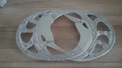 Table bell, napkin holder swan, duck and coaster birds (4) - Verzilverd