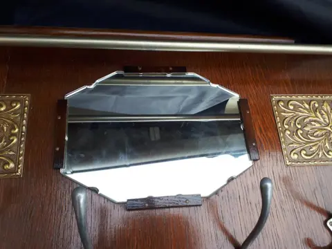 Kapstok - Art Deco - Glas, Hout (Berk), Hout (Eik), Koper, Chroom