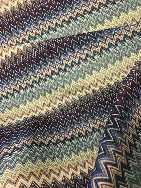 800 x 140 cm - zigzag damast stof pastel turkoois - Katoen - 21e eeuw