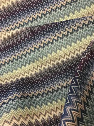 800 x 140 cm - zigzag damast stof pastel turkoois - Katoen - 21e eeuw