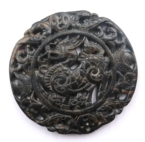 Schitterend beschermend amulet - groot drakenamulet - boeddhistische symbolen - Onyx - Onsterfelijkheid, doorzettingsvermogen en succes