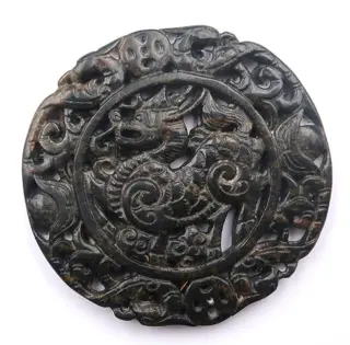Schitterend beschermend amulet - groot drakenamulet - boeddhistische symbolen - Onyx - Onsterfelijkheid, doorzettingsvermogen en succes