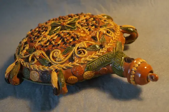 Chailey slipware pelgrimskolf, begin 20e eeuw - Terracotta