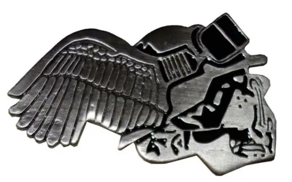 Buckle / gesp " Schedel met motorhelm gevleugeld "