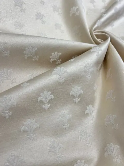 480 x 140 cm - koninklijke San Leucio shantung damaststof met Florentijnse lelies - Katoen - 21e eeuw