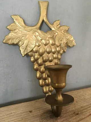 Fraaie Druiventros Muurkandelaar (1) - Lodewijk XVI-stijl - Brons (verguld/verzilverd/gepatineerd/koud geschilderd)