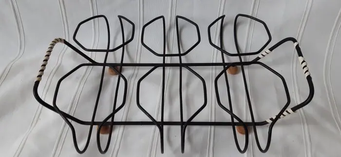 Vintage glazen houder en bloempot houder (2) - IJzer (gegoten/gesmeed)