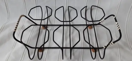 Vintage glazen houder en bloempot houder (2) - IJzer (gegoten/gesmeed)