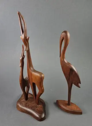 Beeldjes, antilopen - Hout (Teak)