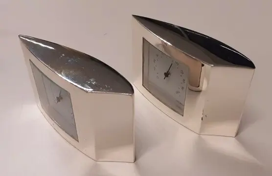 Thermometer en Hydrometer (2) - Art Deco - Verzilverd "gemerkt" of verchroomd staal