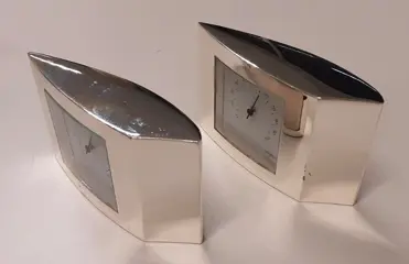 Thermometer en Hydrometer (2) - Art Deco - Verzilverd "gemerkt" of verchroomd staal