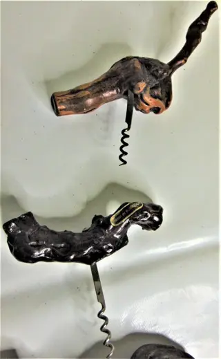 Veel van 7 kurkentrekkers van oud wijnstokhout. (7) - Hout, Staal (roestvrij)