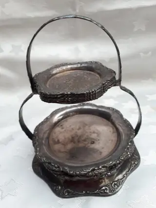 Silver plated glass coasters - Edwardiaanse stijl - Verzilverd