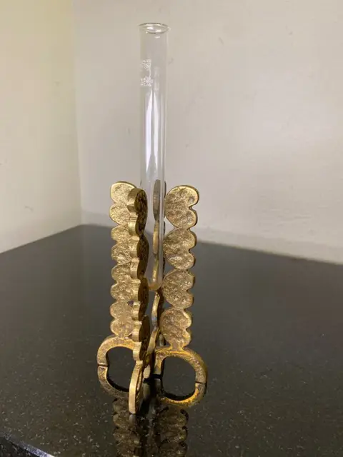 Jena Glas, Schott Mainz - Fraaie antieke gehamerd koperen Art Deco vaasje - 22 cm - Koper