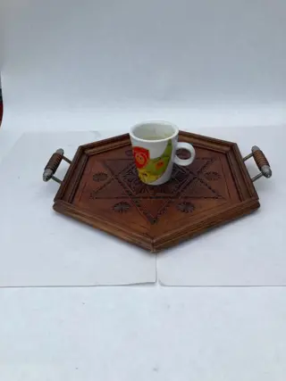 antiek hardhout gestoken dienblad met handvatten (1) - hardhout