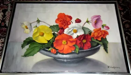 Hugo Schallenberg ' Begonia's in tinnen schaal '