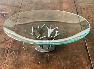 Corry Ammerlaan - Atelier Artihove - Fruitschaal / glazen schaal op verbronste sculptuur in originele verpakking - Modern - verbronsd metaal en glas