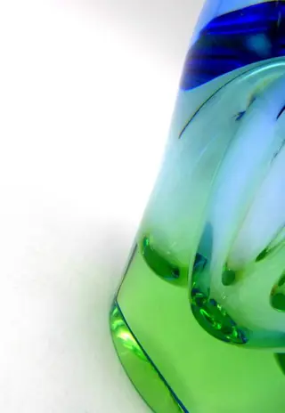 Josef Hospodka - Chribska - "Blu Green Ocean" artistieke pennenhouder, jaren 60 - Glas
