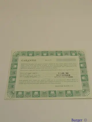 Rolex Warranty Certificate