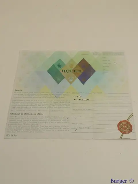 Rolex Warranty Certificate Ref: 116261