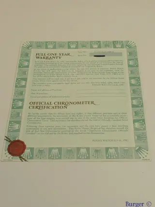 Rolex Warranty Certificate Ref: 18239