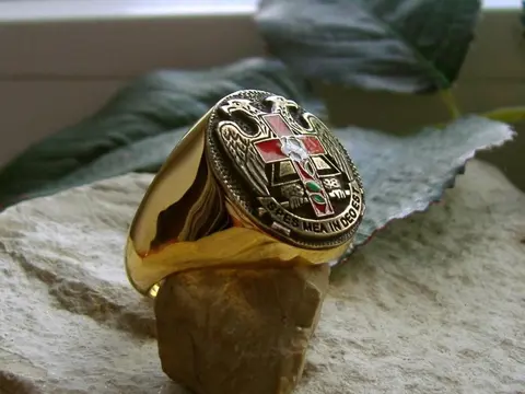 A.J.S. Rose Croix Latin - Ring - 24kt verguld