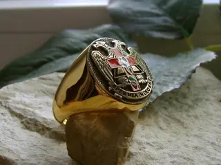 A.J.S. Rose Croix Latin - Ring - 24kt verguld
