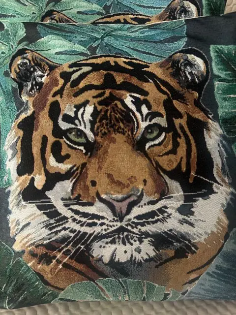 Set quattro fodere cuscini design tropical animalier minimal chic in misto lino - Hars/polyester, Linnen - 21e eeuw