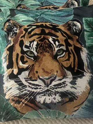 Set quattro fodere cuscini design tropical animalier minimal chic in misto lino - Hars/polyester, Linnen - 21e eeuw